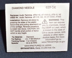 Pfanstiehl 629-DE NEEDLE 4 Technica ATS11-E ATS12-E AT11E AT12E 12XE AT96E