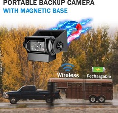 EWAY WiFi Magnetic Hitch Wireless Backup Rear/Front View Camera Black
