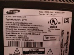 Black Samsung 32 In Model HG32NA477PF NOT smart TV No Remote Yes HDMI Hookups