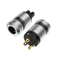 Pair Aluminum Alloy Body Gold Plated Conductor US HiFi Power Plug IEC Connector
