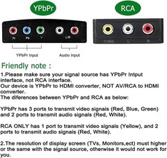 YPbPr Component to HDMI Converter 5 RCA RGB Adapter Stereo Audio 1080P HD
