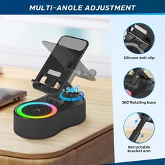 GMOX 5-in-1 Bluetooth Speaker Phone Stand Holder 4000mAh Power Bank LED Light