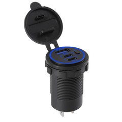 12V-24V QC3.0 + PD USB C Car Fast Charger Power Socket Outlet for Boat RV Marine