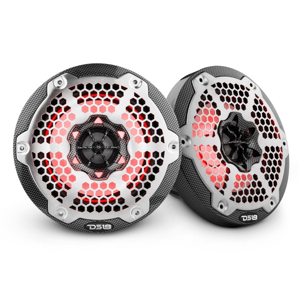 DS18 CF-65M 6.5″ Carbon Fiber Marine Speaker – 2-Way 300W Max 4 Ohms 2 Speakers