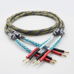 Speaker Cable Pair Braided HiFi Audiophile Cable with Banana Plugs for Amplifier
