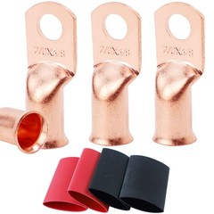 4pcs 2/0 AWG-3/8 Battery Lugs,Heavy Duty Wire Lugs,Ring Terminals,Battery Cab…