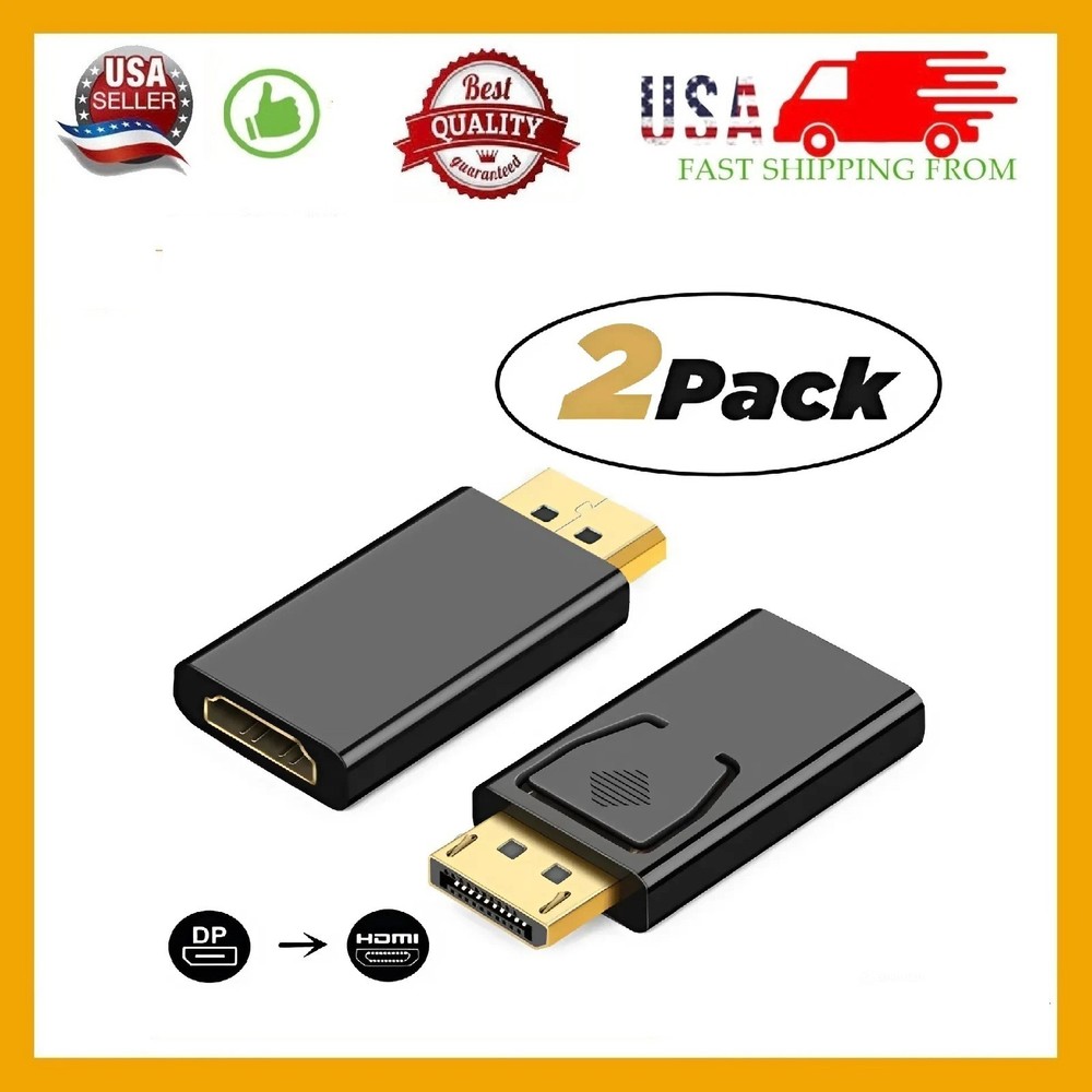2-Pack DisplayPort to HDMI Adapter Converter Display Port DP Male to HDMI Female