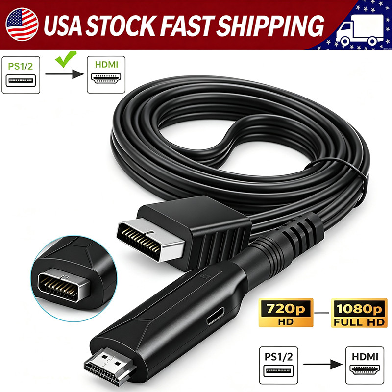 For Sony PS1/2 toHDMI Adapter Cable Game Console Audio Video Converter Cable LOT