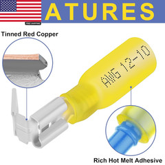 200PCS Heat Shrink Piggyback Spade Connectors, 22-10 AWG Piggyback Wire Connecto