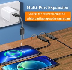USB C Male to Dual USB Female Adapter, USB C Splitter, Type C OTG Adapter, Dual