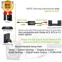 192kHz Digital to Analog Audio Converter SPDIF Toslink to RCA w/ Optical Cable