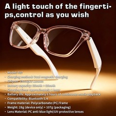 AI Smart Glasses 144+Translation Bluetooth Open-Ear Speakers for Music Call Work
