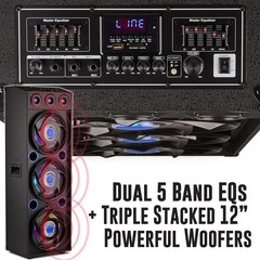 Bluetooth Triple 12” Woofer & 1” Tweeter Recording High-Performance PA Speaker
