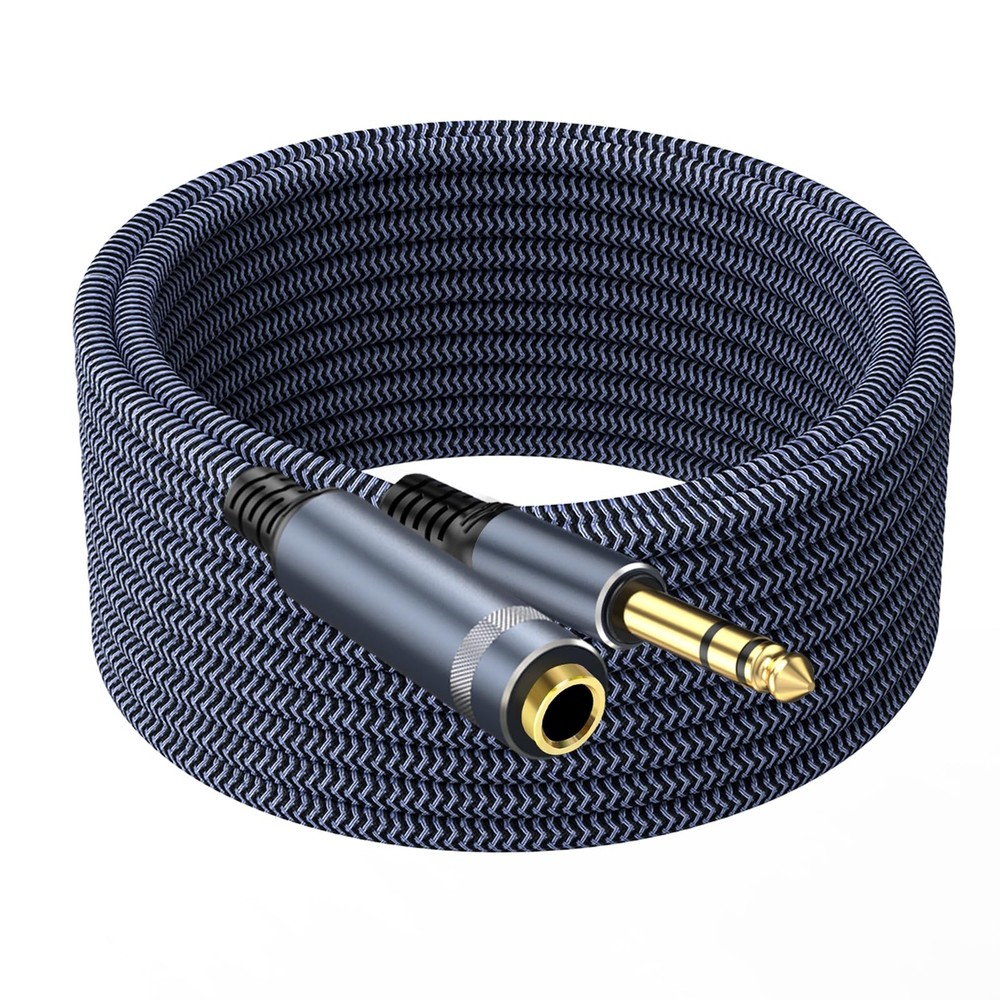 1/4″ Male to Female Stereo Headphone Extension Cable – 15ft, Grey