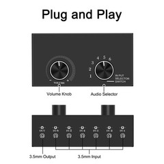 6-Way Audio Switcher, 3.5mm (1/8″) Stereo Switcher 6In 1Out