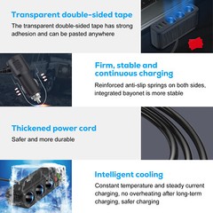 120W 3-Socket Car Cigarette Lighter Splitter Adapter QC3.0/USB3.1A/PD Ports 12V