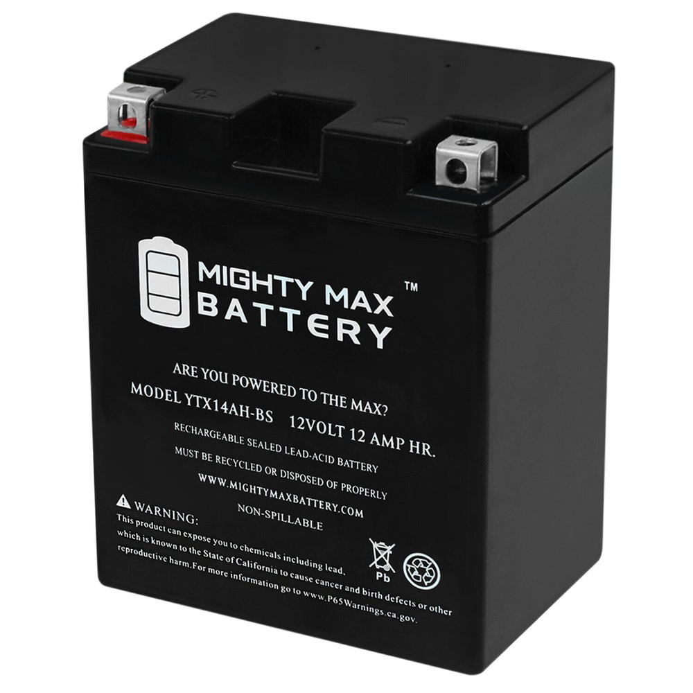 Mighty Max YTX14AH 12V 12AH Battery for Kawasaki 220 KLF220-A Bayou (CN) ’92-’02