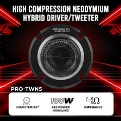 DS18 PRO-TWN5 Neodymium Super Bullet 3.6″ Tweeter 400 Max, 200W RMS, 4 Ohms