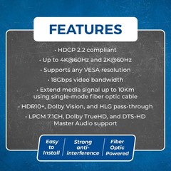 OREI 4K@60Hz HDMI™ Extender – 10km (Fiber-Optic) (UHD-FOHD10-K)