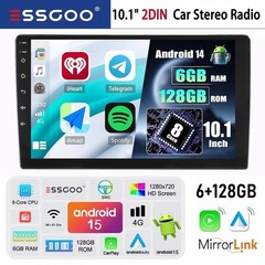 6GB+128GB QLED 10.1″ 2DIN Car Stereo Radio Carplay Android 15 8-core Navi WIFI