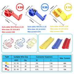 50PCS Solderless Quick Splice Wire Connectors, 22-10 AWG Lock Snap Electrical Wi
