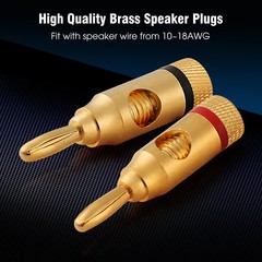 WGGE WG-3334 24k Gold Plated Banana Plugs (Open Screw Type) (12 Pairs)