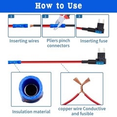 12V Fuse TAP Adapter Kit 15 Amp Car Add-a-circuit Fuse Tap w/Mini Blade Fuse
