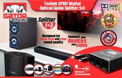 Toslink Optical Fiber Digital Audio Splitter Adapter SPDIF 3-Port 1×3 1-In 3-Out