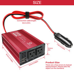 300W 600W Car Power Inverter Laptop Charger DC12V to AC110V Converter Dual USB