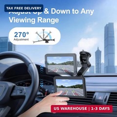 EWAY Suction Cup Mount for CarPlay Display, Backup Camera Monitor, Extended Arm