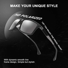 FEISEDY Polarized Lightweight Sports Sunglasses for Men Running 58mm, Black