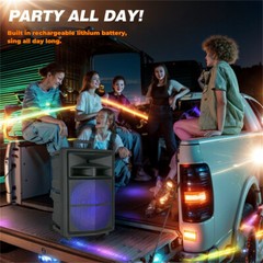 15″ Portable Party Wireless Speaker 10000W Super Bass / Lights USB TF AUX FM TWS