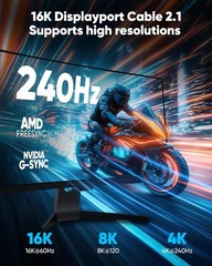 80Gbps Displayport Cable 2.1 6.6FT, 16K@60Hz, 8K@120Hz, 4K@240Hz, DP 2.1 Cable 1
