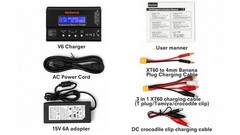 Lipo Battery Charger, 1S-6S Lipo Li-ion NiMH NiCD Li-Fe Battery with Tamiya XT60