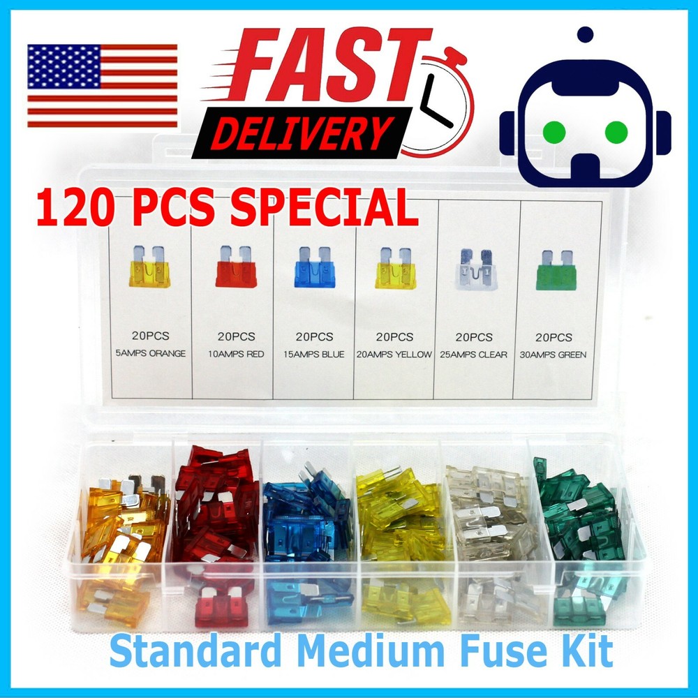120Pcs Car Medium Blade Fuse Assortment Assorted Kit Blade Auto Truck Automotive