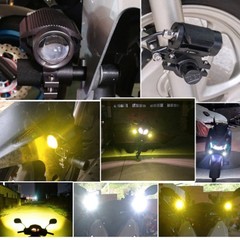 2x LED Motorcycle Spot Lights Auxiliary Headlight Driving Fog Lamp Yellow White