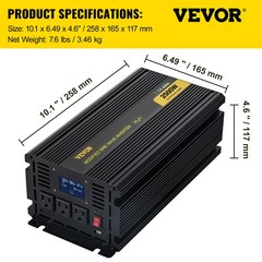 VEVOR Modified Sine Wave Converter 2500W 5000WDC 12V To AC 120V w/LCD