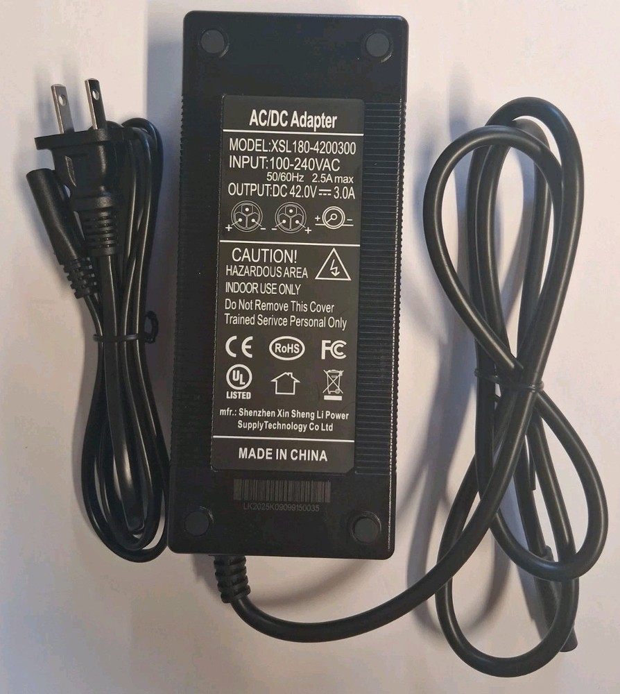 XSL180-4200300 AC/DC Adapter 42V 3A Power Supply Charger CE RoHS UL