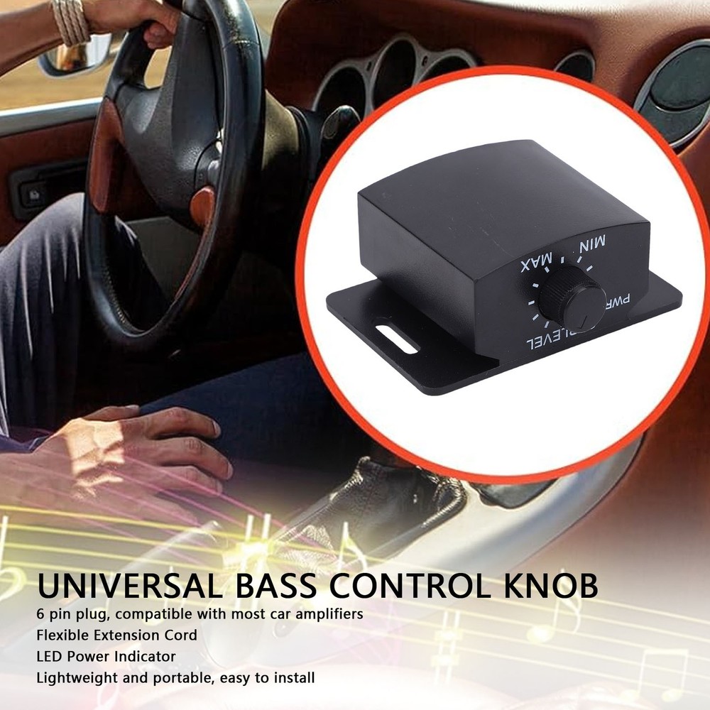 6 Pin Universal Bass Control Knob For Car Amplifier Black Excellent