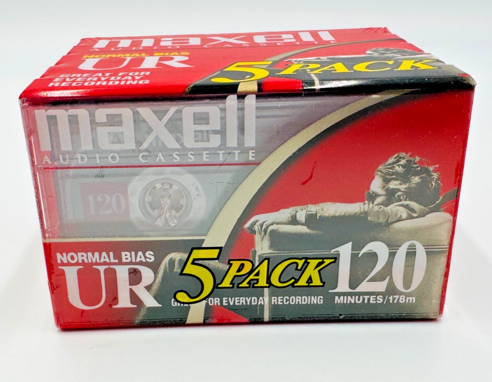 Maxell UR 120 Audio Cassette Tape 5 Pack Normal Bias Vintage Blank NEW SEALED