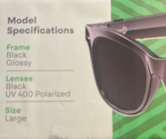 NIB WeariQ Smart Glasses Bluetooth Black UV400 Polarized Large Frame Ios Android