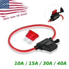 Fuse Holder In-Line Waterproof Auto ATC Blade 10A/15A/30A/40A 10AWG Wire