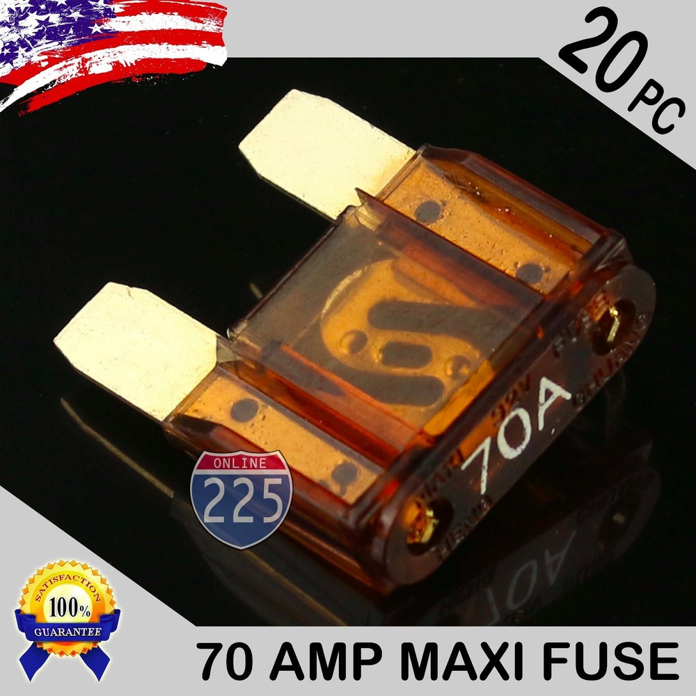 20 Pack 70A AMP Gold Large Blade Style Audio Maxi Fuse Car 12V 24V 32V Auto US