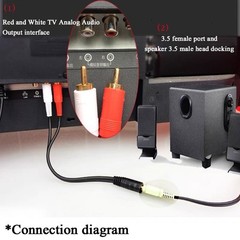 3.5mm Stereo Female Mini Jack to 2 Male RCA to Headphone Plug Adapter Y-Cable