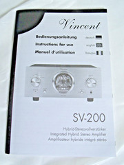 Vincent Audio SV-200 Hybrid Stereo Integrated Amplifier, Excellent Condition