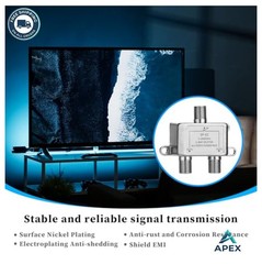 Coaxial Cable Splitter 2 Way RG6 Compatible 5-2400MHz for TV Satellite Internet