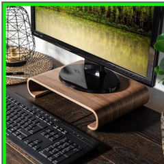 Walnut Wood Desktop Monitor Stand for Organized Viewing