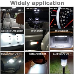20X T10 194 168 W5W 2825 COB LED License Plate Interior Light Bulbs 6000K White