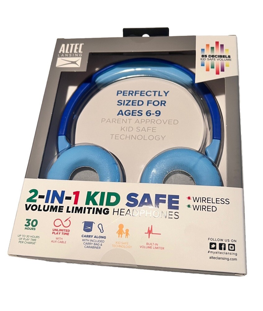 Altec Headphones 30 Hours Kid Safe 3.5mm Jack Wired Wireless Age 6-9 Electronics
