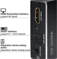 Compact 4K x 2K HDMI Audio Splitter – Supports Dual Audio Outputs & Easy Install